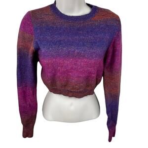 Dreamers by Debut Cropped Crewneck Sweater Open Back Boho Purple Size XS